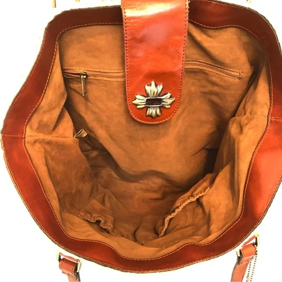 PATRICIA NASH Manarola Tote Purse Paper Rafia w/ Leather Trim - Picture 8 of 10